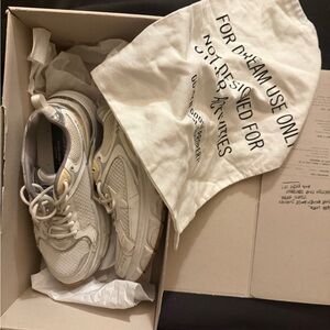 Golden Goose White and Gold Lightstar Sneakers